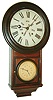 Welch, Spring & Co., Forestville, Conn., " Round Head Regulator No. 4" 8 day, time and strike double dial BB Lewis calendar wall clock.