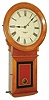 E. Howard & Co., Boston, Mass., "No. 70 Regulator" wall clock, 8 days, time only, weight driven movement in a cherry case with painted metal dial and reverse painted tablet, c1910