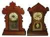 Clocks- 2 (Two): an E. Ingraham & Co., "Sun" 8 day, time, strike and alarm mantel clock, c1891 and a Waterbury Clock Co., time, strike and alarm mantel clock, c1890