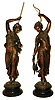Ansonia Clock Co., New York, NY, "No. 1021 Fisher and Hunter Side Pieces", figural set, c1904