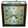 Bulova Watch Co., New York, "Electrically Controlled Time" plug-in square walnut wall clock, first half 20th century