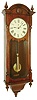 Seth Thomas Clock Co., Thomaston, Conn., "Regulator No. 6" wall clock, 8 days, time only, weight driven movement in a mahogany case with painted metal dial, brass pendulum bob and weight, c1880