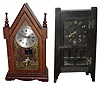 Clocks- 5 (Five) wood case time and strike mantel clocks:  American, French, Asian