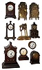 Clocks- 10 (Ten) small mechanical metal and wood case clocks, 19th & 20th centuries