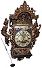 Reproduction Dutch Stoelklok, 30 hour weight driven time and strike cast metal and painted wood, 20th century