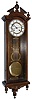 Korean modern reproduction Vienna regulator style stained wood 31-day time and strike wall clock, c1990
