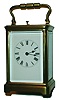 French brass and beveled glass 8 day time, strike and repeat carriage clock, c1900