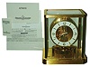 Jaeger-LeCoultre, Swiss "Atmos" gold plated brass and glass mantel clock, with original boxes and papers, 1991