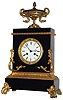 French black marble and ormolu 8 day time and strike thread suspension mantel clock; Raingo Freres, Paris, movement, c1840
