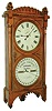 Seth Thomas Clock Co., Thomaston, Conn., "Office Calendar No. 5" wall clock, 8 days, time and perpetual calendar, weight driven movement in a mahogany case with painted metal dials, c1884