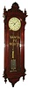 Reproduction Seth Thomas Clock Co., "Regulator No. 19" wall clock, 8 days, time only, weight driven movement in a mahogany case with papered metal dial signed "SANTA FE RAILWAY SYSTEMS STANDARD DIAL", c2000