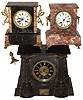 Clocks- 4 (Four) French marble 8 day time and strike mantel clocks, earliest dated 1868 on front presentation plate