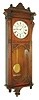 Seth Thomas Clock Co., Thomaston, Conn., "Marcy" wall clock, 8 days, time, strike and quarter hour cuff chiming, three train spring driven movement in a mahogany case with painted metal dial, c1880