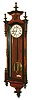 Vienna regulator wall clock, 8 days, time and strike, two brass weight driven movement in a walnut and walnut veneer case with ebonized trim and two part white enamel dial and second's bit, c1900 serial #157587
