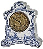 Ansonia Clock Co., New York, , 8 day time and strike Delft style porcelain mantel clock, c1900