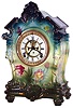 Ansonia Clock Co., New York, Royal Bonn "La Tosca" green porcelain 8 day time and strike mantel clock, visible escapement,  c1905