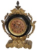F. Kroeber Clock Co., New York, "India" 8-day enameled iron and cast brass time and strike mantel clock, c1885