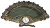E.N. Welch, Forestville, Conn. "Mikado" gold and silver finished cast brass and beveled mirror 30 hour time only novelty clock, c1889