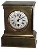 French small brass 8 day time only desk clock, cylinder escapement, c1910