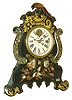 William J. Hill, Bristol, Conn., 30 hour spring brass lever movement decorated iron front with MOP shelf timepiece, c1850