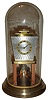 Mayer, Germany, Art Deco brass 400-day anniversary time only clock with glass dome, c1935