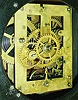 Chauncey Jerome, New Haven, Conn., 8 day, brass lever movement paper mache with MOP and painted decoration mantel timepiece, c1850