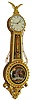 Elmer O. Stennes, Weymouth, Mass., "Girandole" wall clock, 8 days, time only, weight driven movement in a gold leafed mahogany case with painted metal dial and convex reverse painted throat and lower tablets, serial #21