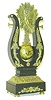 French, suspended pendule, the movement contained within the suspended globe, surrounded by an ebonized mantle case, the entire clock a reproduction.