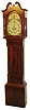 Joseph Martin & Son, New York, New York, tall clock, 8 days, time, strike and calendar, weight driven brass movement in a mahogany and crotch mahogany veneer case with four fancy fully turned columns flanking trunk and hood doors, deeply carved broken arch pediment and painted iron dial with symbolic fraternal scene in arch and four seasons in corners, c1825