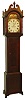 Nova Scotia, Canada, tall clock, 8 days, time and strike, weight driven English brass movement in a cherry case with mahogany veneer highlights and painted iron dial, c1820