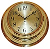 Chelsea Clock Co., Chelsea, Mass., rare "Wardroom" model, massive polished cast bronze case, the sides with ogee, ovolo and cavetto moldings, and finished with a half round section bezel, 12 inch Arabic numeral silvered dial with circular graining and small seconds just above the center arbor, and signed "Louis Weule Co. San Francisco", blued steel moon hands, 8 day time only movement, serial #72164, c1912