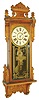 William L. Gilbert Clock Co., Winstead, Conn., "Thespian" 8 day, time and strike spring brass movement wall clock, c1910