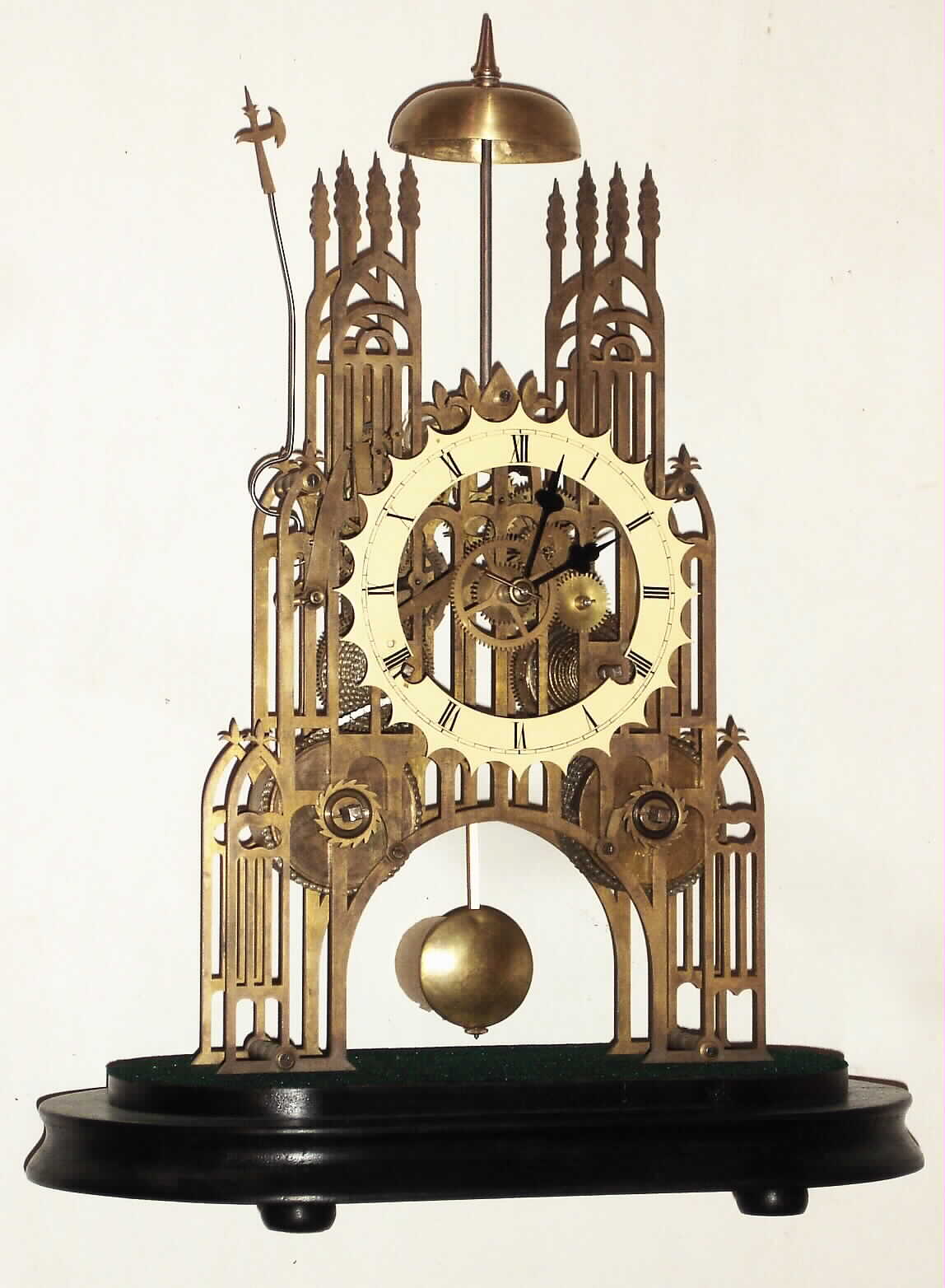 Skeleton clock, Chinese, in a cathedral frame, modern copy of English double fusee original, less dome, c.2002 — Antique Clocks Price Guide