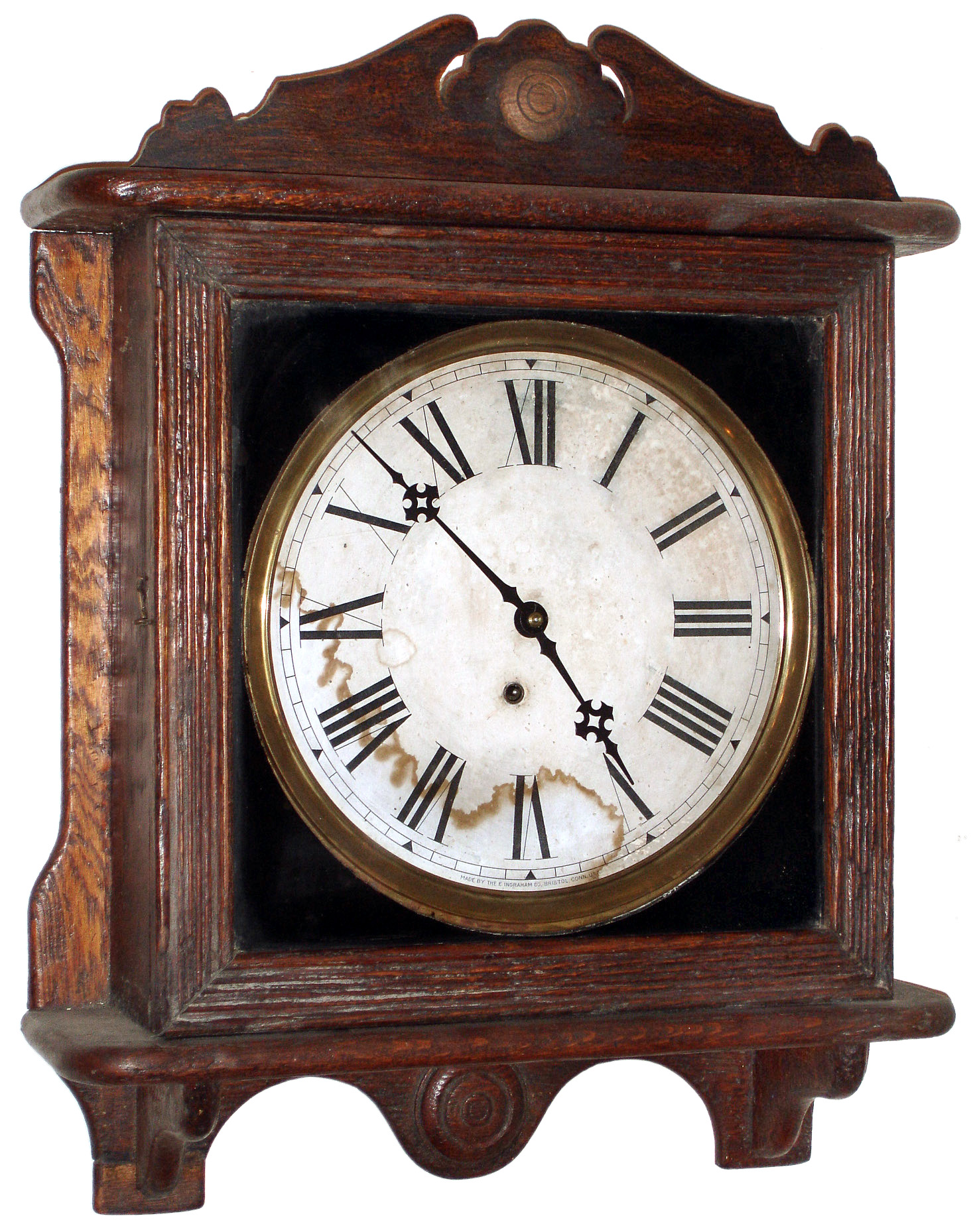 E. Ingraham Co., Bristol, Conn., "Lobby" solid oak 8 day, time-only wall clock, c1911 — Antique Clocks Price Guide