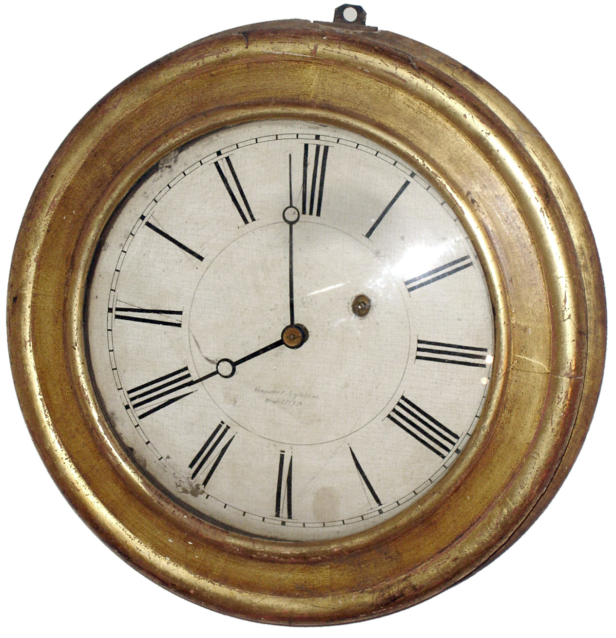 Brewster and Ingraham Bristol, Conn. 8 day gallery clock in giltwood round case, c1850 — Antique Clocks Price Guide