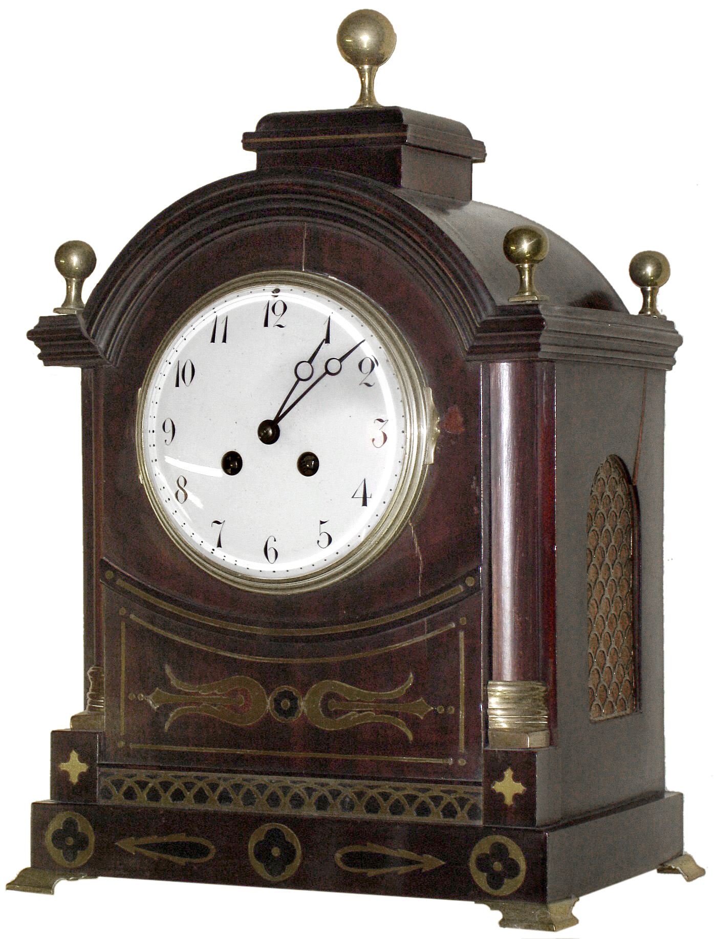 French inlaid mahogany 8 day, time and strike bracket clock, c1890 — Antique Clocks Price Guide