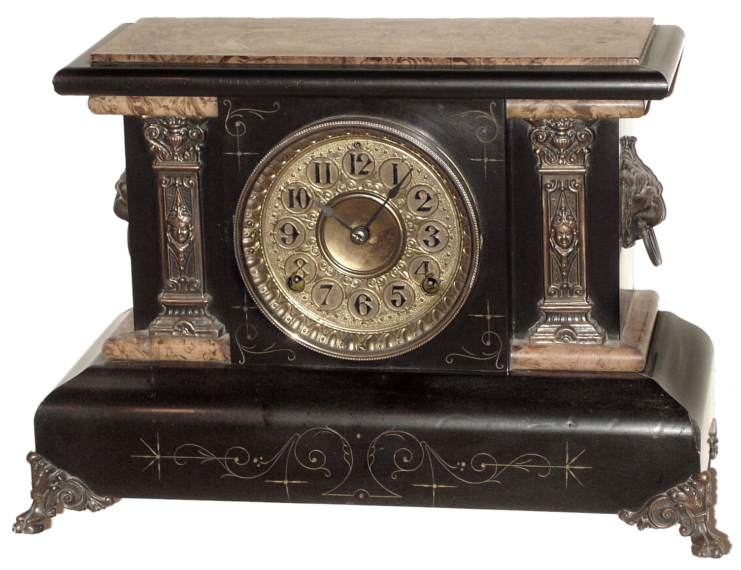 Seth Thomas Clock Co., Thomaston, Conn., No. 102 Adamantine 8 day, time and strike mantel clock, 1895 — Antique Clocks Price Guide