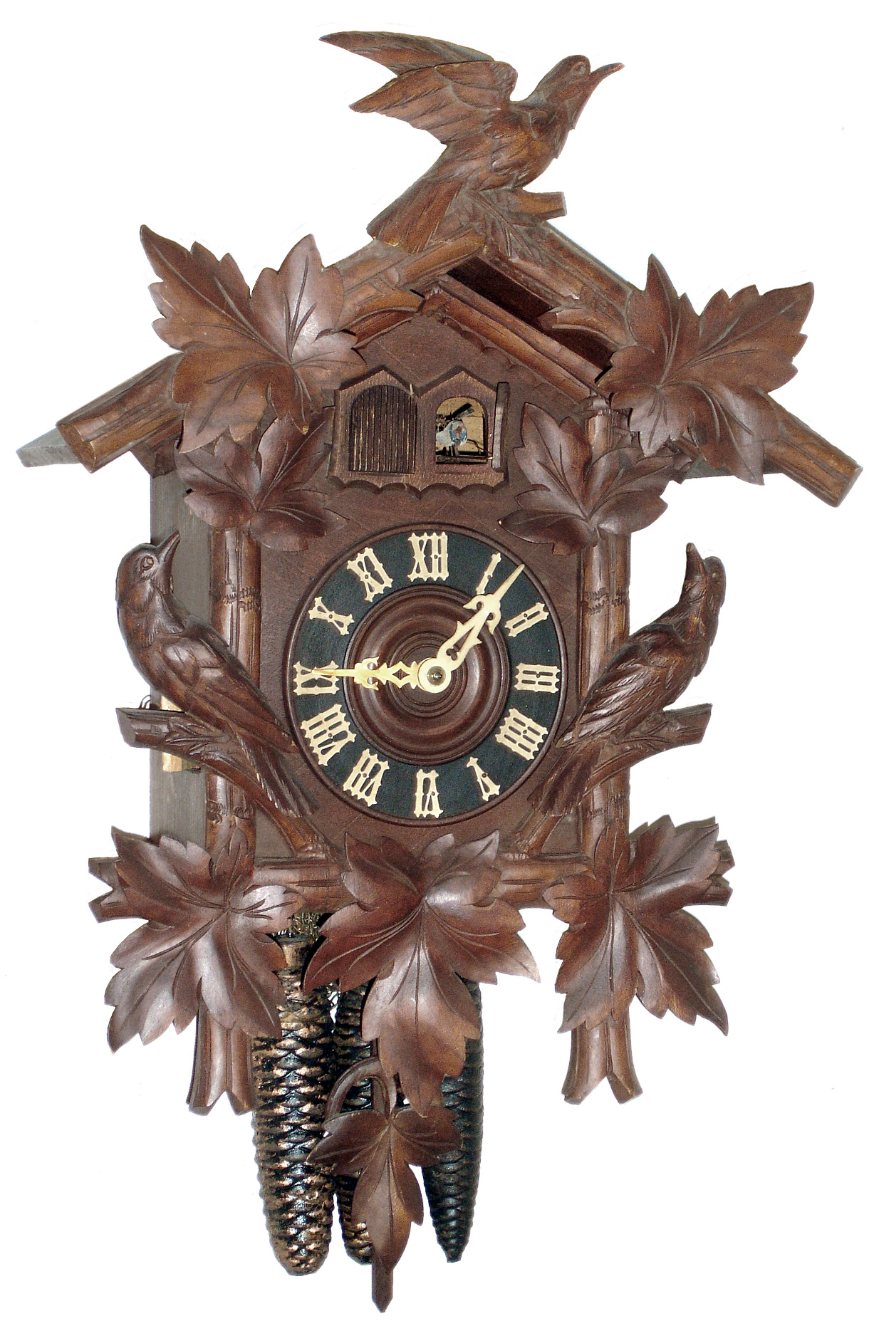 Karl Hauser, Germany 30 hour 3-weight cuckoo and quail wall clock, c1910 — Antique Clocks Price Guide