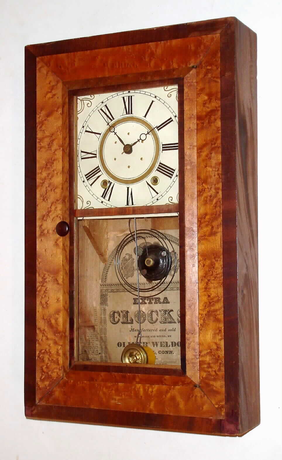 Oliver Weldon, Bristol, Conn. 30 hour wood movement bevel case shelf clock, c1841. — Antique Clocks Price Guide