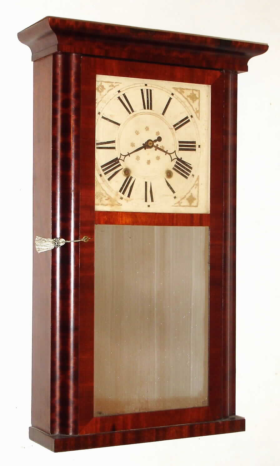 Jonathan Frost, Reading, Mass., 30 hour wood movement OG style and cornice top shelf clock, c1842. — Antique Clocks Price Guide