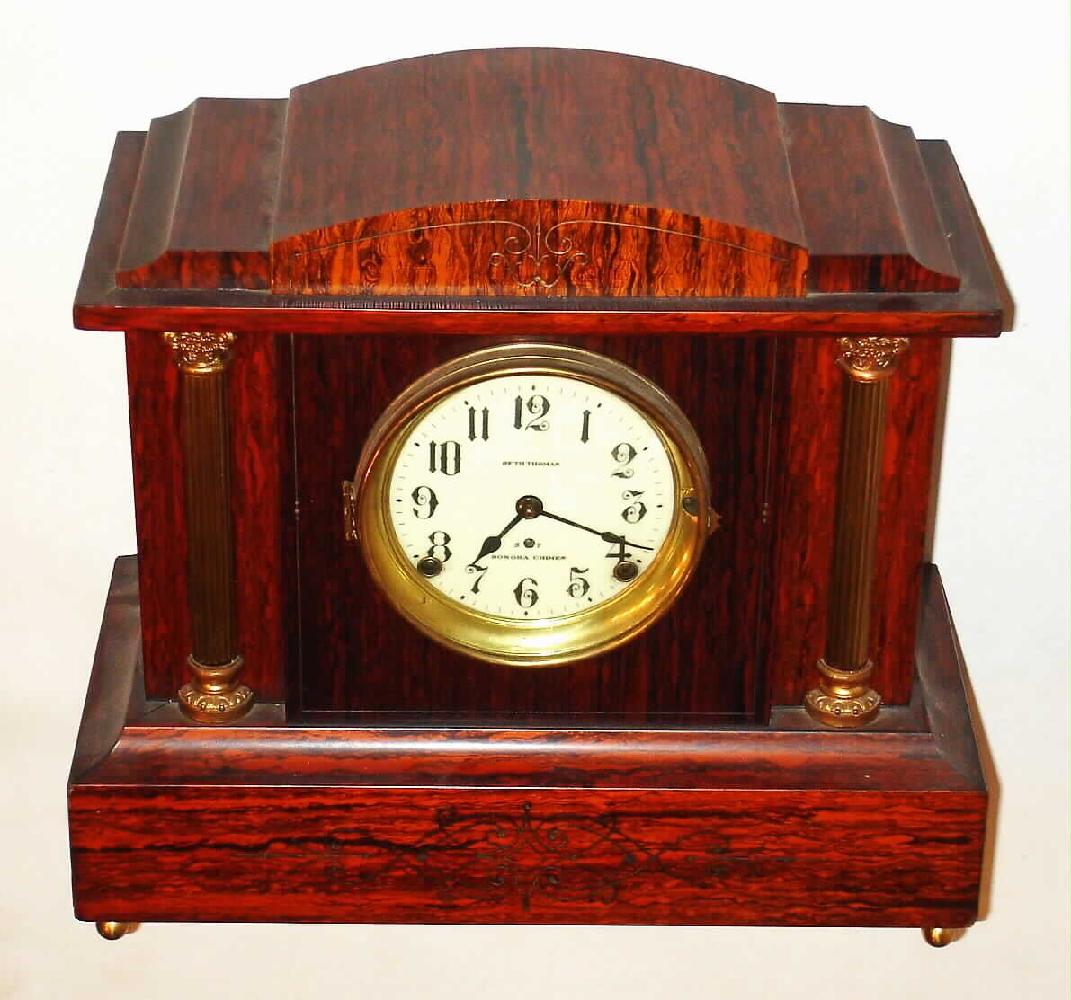 Seth Thomas Clock Co., Thomaston, Conn., "Chime Clock No. 1", 8 day, time, quarter hour strike on four bells Sonora chime mantel clock, c1911. — Antique Clocks Price Guide