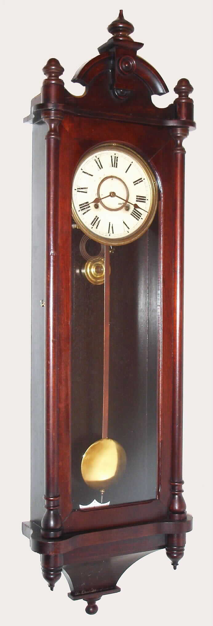Waterbury Clock Co., Waterbury, Conn., "Nelson", 8 day, time and strike, spring driven wall clock, c1915 — Antique Clocks Price Guide