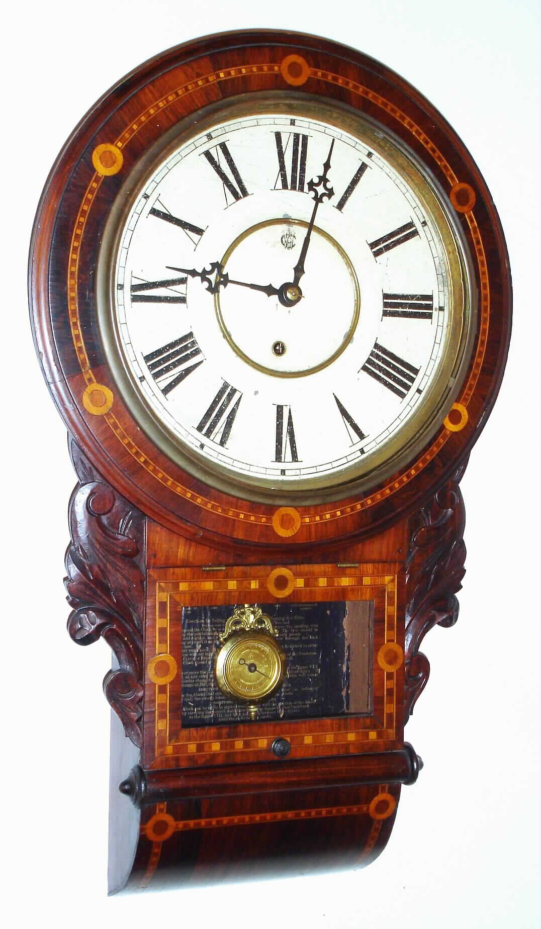 Waterbury Clock Co., Waterbury, Conn., "English Drop No. 3", 8 day wall time piece, c1893 — Antique Clocks Price Guide