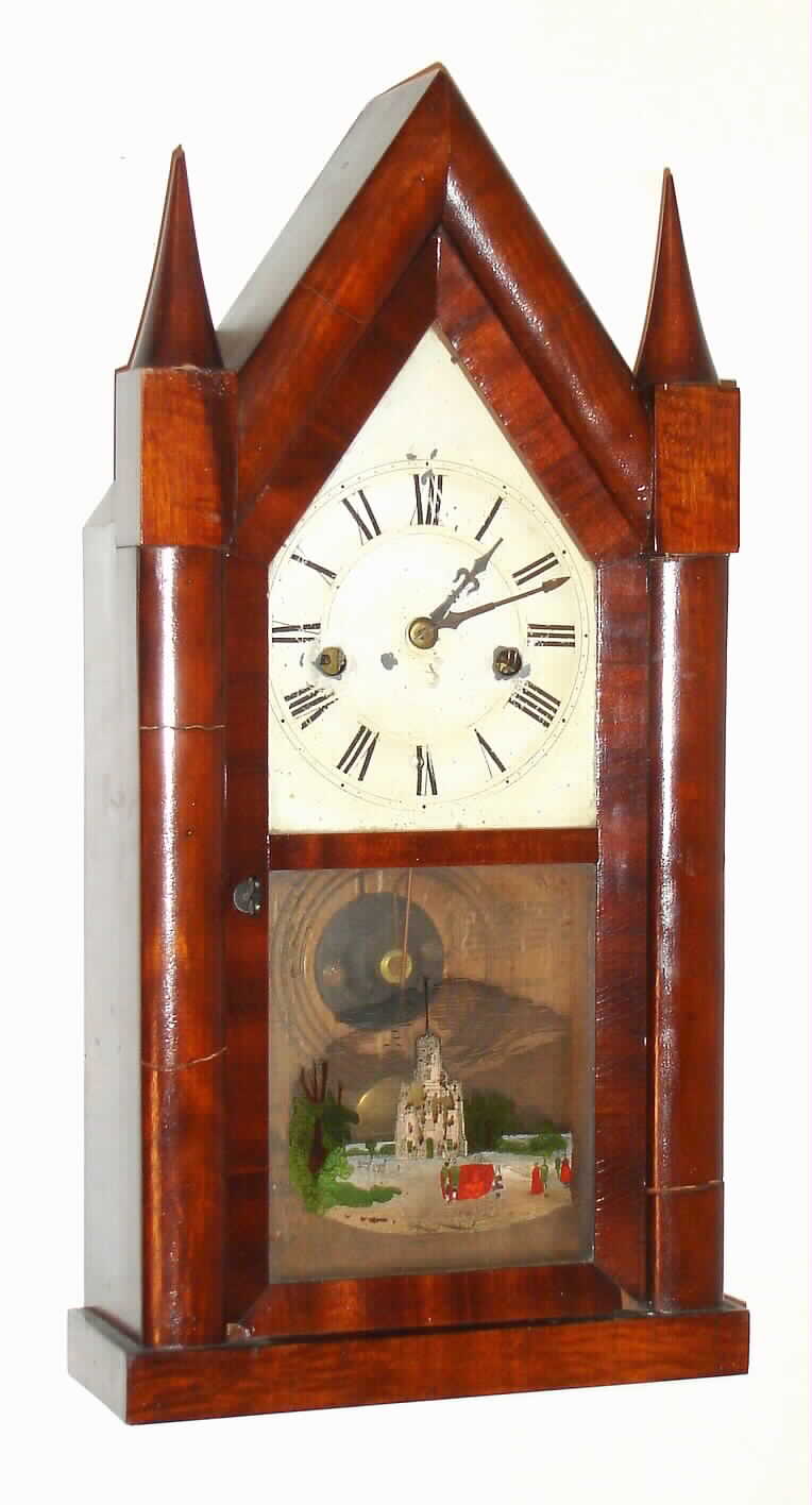 Elisha Manross, Bristol, Conn.. 30 hour, time and strike, steeple clock, c1845. — Antique Clocks Price Guide