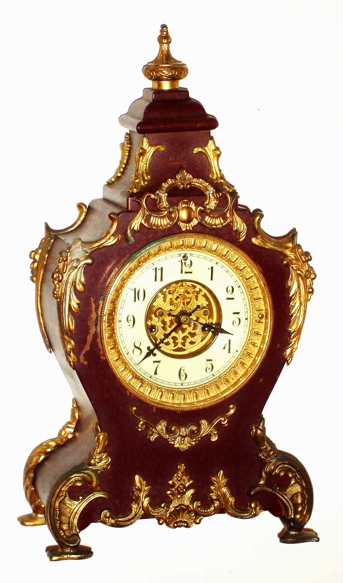 Waterbury Clock Co., Waterbury, Conn., "Louis" 8 day, time and strike, enameled and gilt metal mantel clock, c1905 — Antique Clocks Price Guide