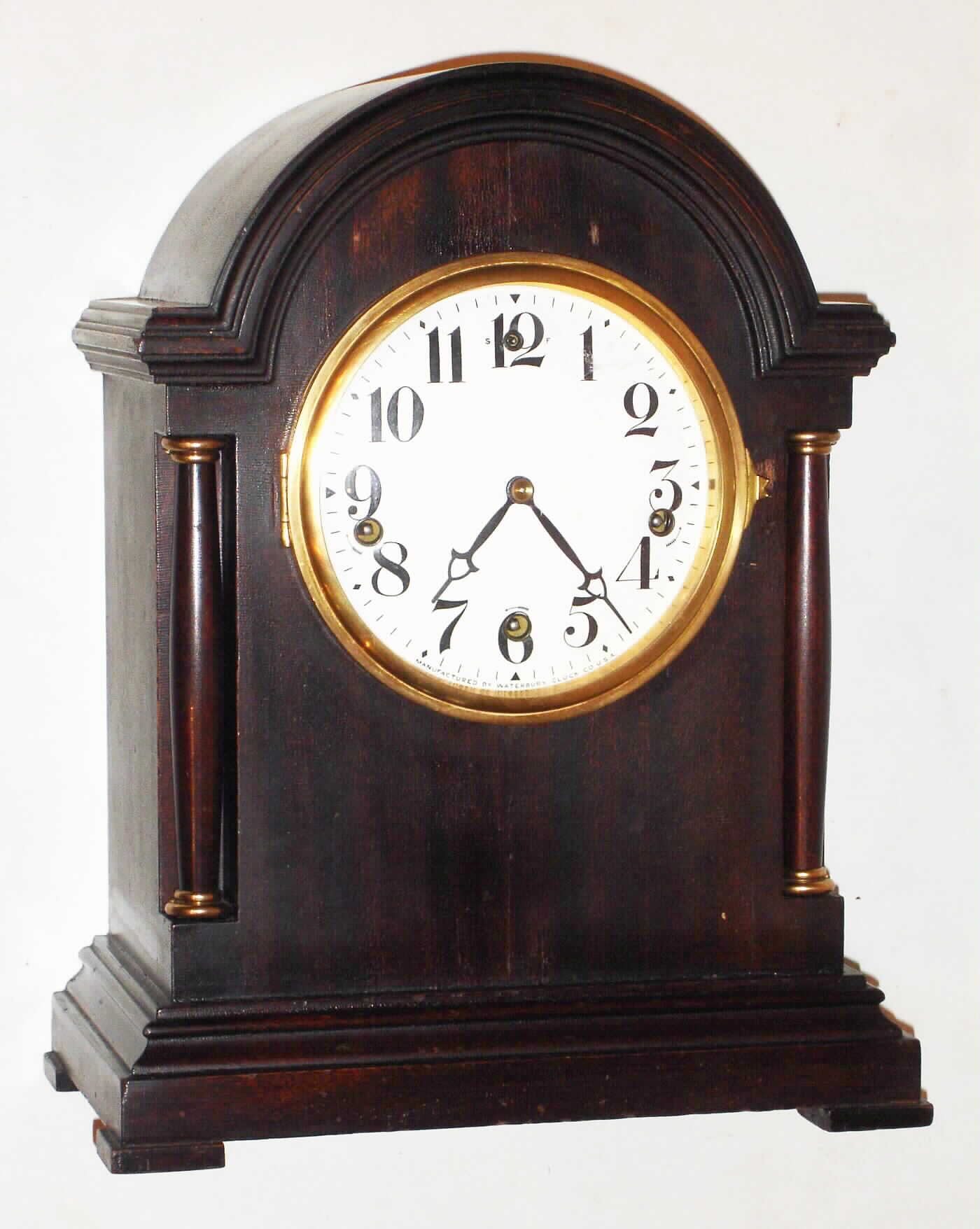 Waterbury Clock Co., Waterbury, Conn., "Chime Clock No. 500" mahogany, 8 day, Westminster chime mantel clock, c1917 — Antique Clocks Price Guide