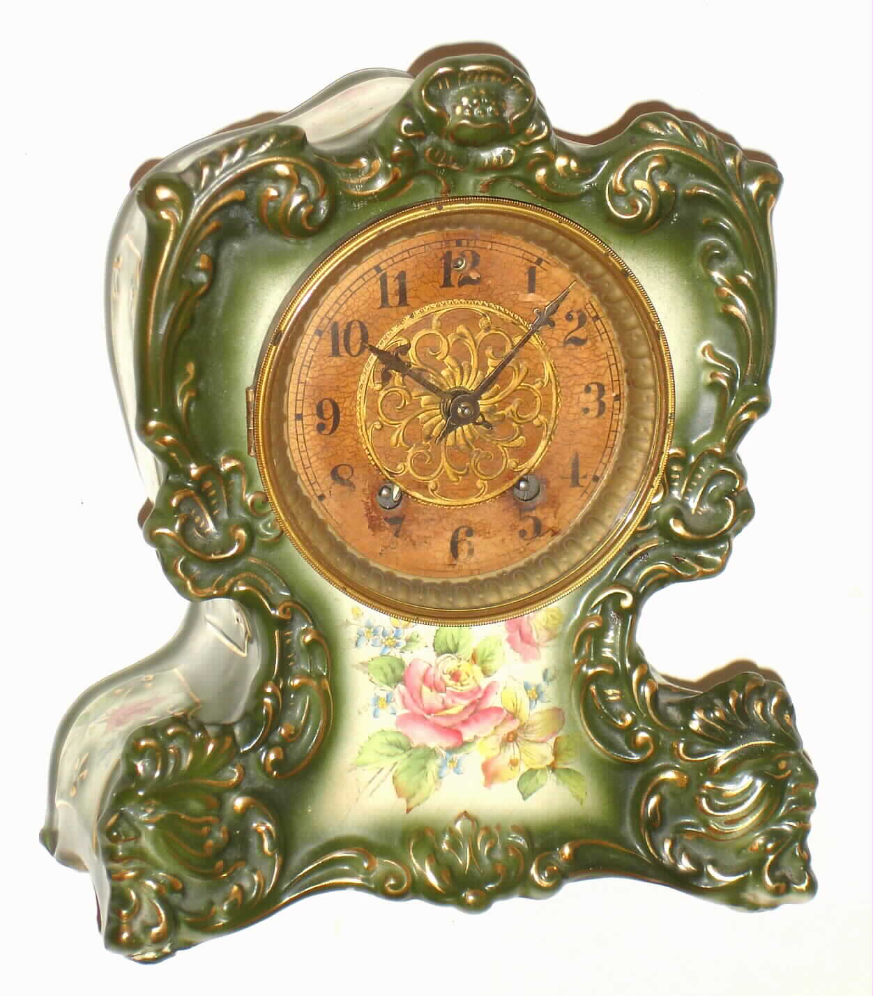 Waterbury Clock Co., Waterbury, Conn., "Parlor No. 93" 8 day, time and strike porcelain mantel clock, c1900 — Antique Clocks Price Guide