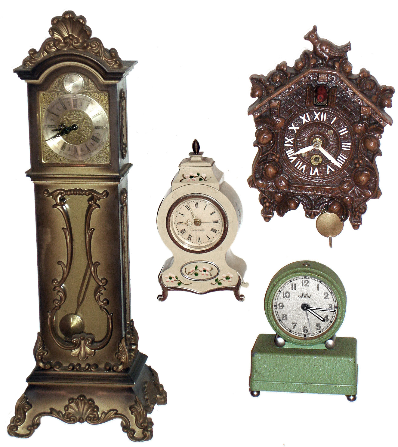 Clocks- 4 (Four) miniature novelty clocks, 20th century. — Antique Clocks Price Guide