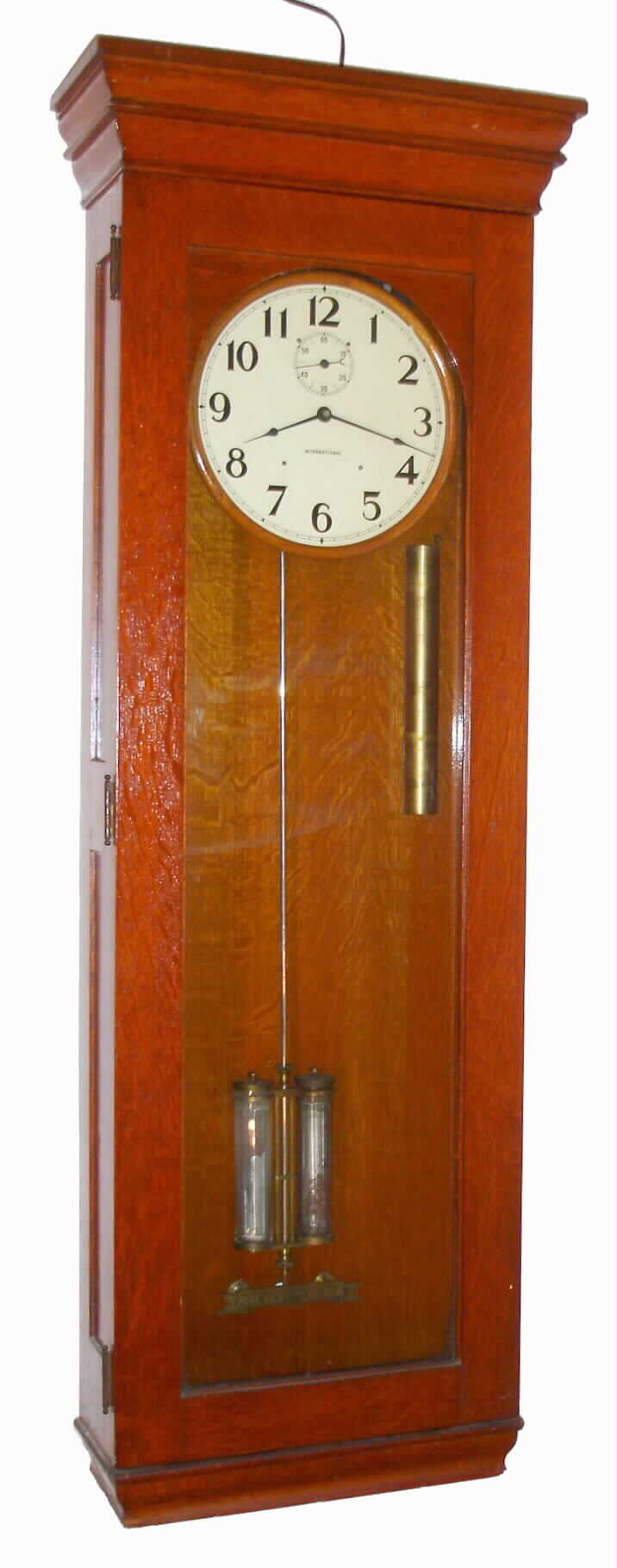 International Time Recording Co of New York, Endicott (became IBM), Self Winding two weight master clock with 2-jar mercurial pendulum, c1925 — Antique Clocks Price Guide