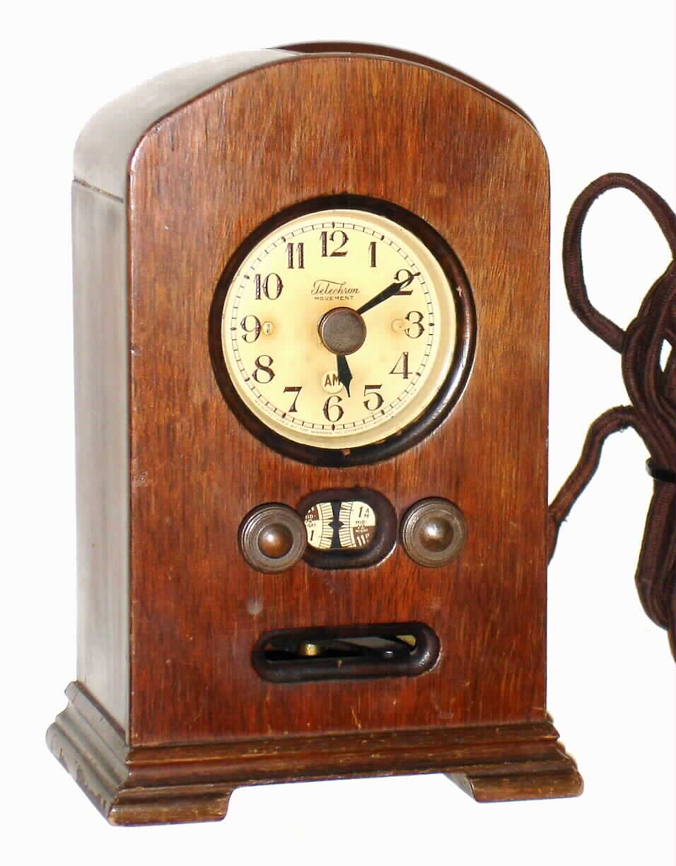 Telechron RCA Victor mahogany electric radio time switch clock, c1932 — Antique Clocks Price Guide